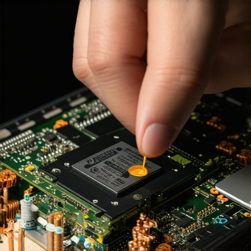 Applying thermal paste to a high-end creator laptop for better cooling.