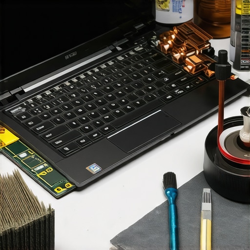 Professional Laptop Thermal Maintenance Technician applying thermal paste to a creator laptop cooling system