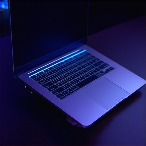 Professional Laptop Thermal Management Setup A high-end creator laptop on an aluminum stand to maximize airflow and prevent thermal throttling.