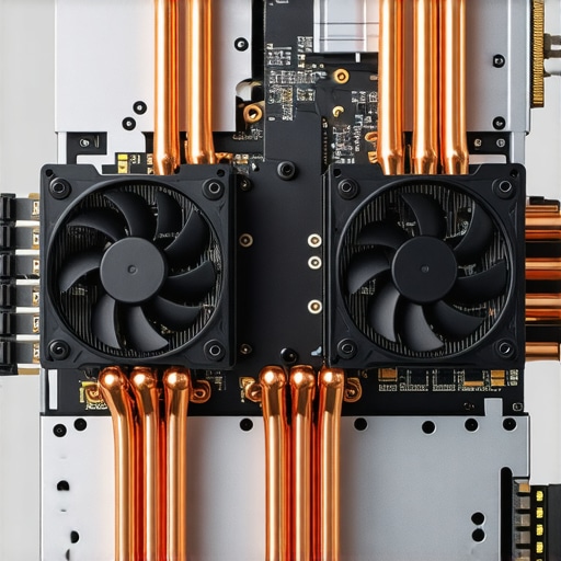 Professional Laptop Thermal Management System Inside view of a creator laptop showing advanced copper heat pipes and cooling fans to prevent thermal throttling.
