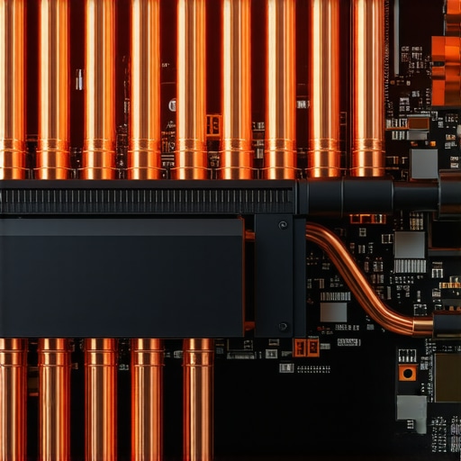 Professional Laptop Thermal Management System Internal view of a creator laptop showing heat pipes and cooling fans to prevent thermal throttling.