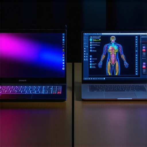 A comparison between a bulky gaming laptop and a color-accurate professional ultrabook for student use.