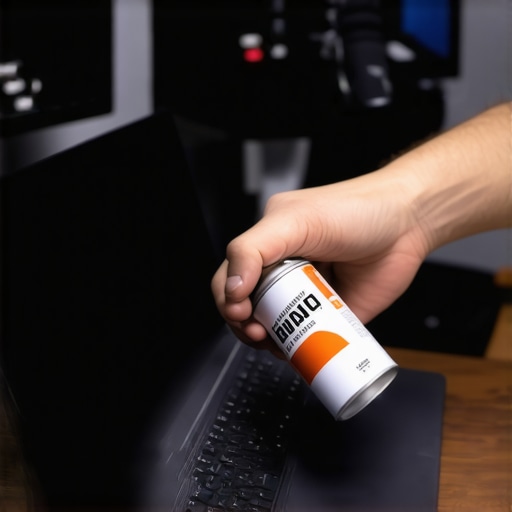A person cleaning a laptop with compressed air to prevent thermal throttling