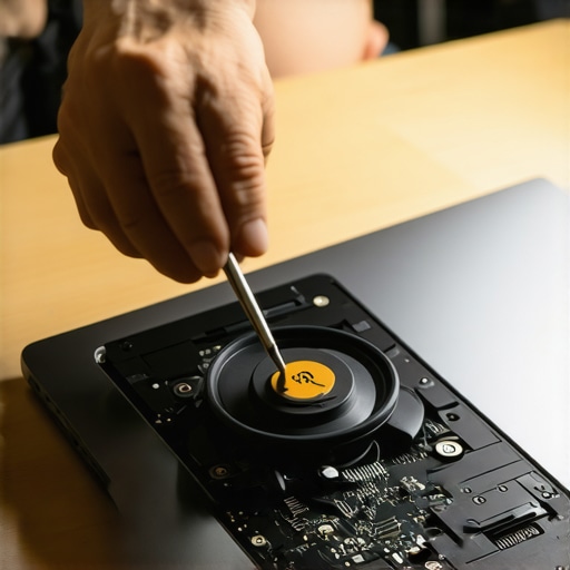 Professional laptop maintenance and cleaning Close up of cleaning laptop fans for better cooling performance