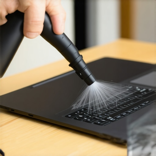 Professional laptop maintenance cleaning Cleaning dust from creator laptop vents