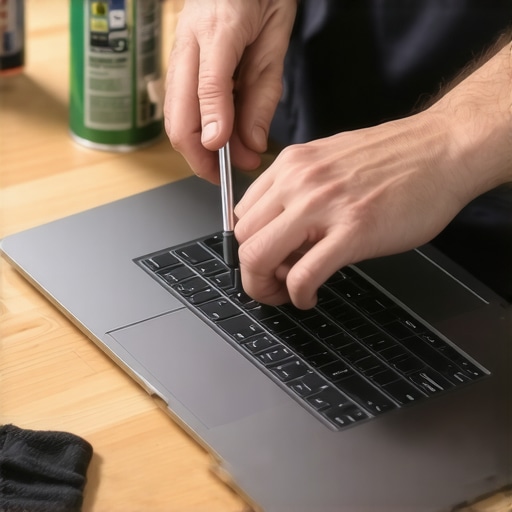 Routine laptop maintenance for creators Person opening a creator laptop for cleaning and maintenance