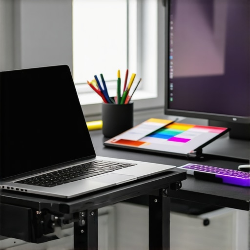 Professional creator workstation with laptop and external monitor