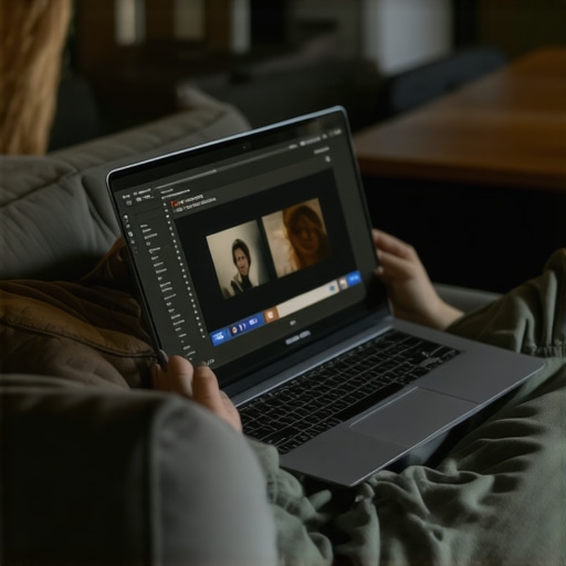 Sleek creator laptop being used comfortably on a lap A creator editing video on a cool-running laptop sitting directly on their lap