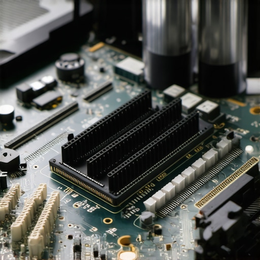 Close up of laptop motherboard showing soldered RAM and cooling systems