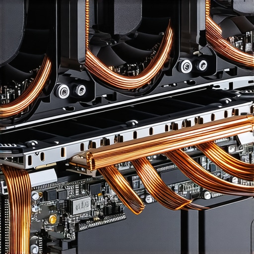 The intricate cooling system of a professional creator laptop Close-up of laptop internal cooling fans and heat pipes for professional workstations
