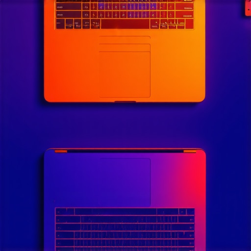 Thermal imaging comparison between a hot traditional laptop and a cool ARM-based workstation under heavy load.