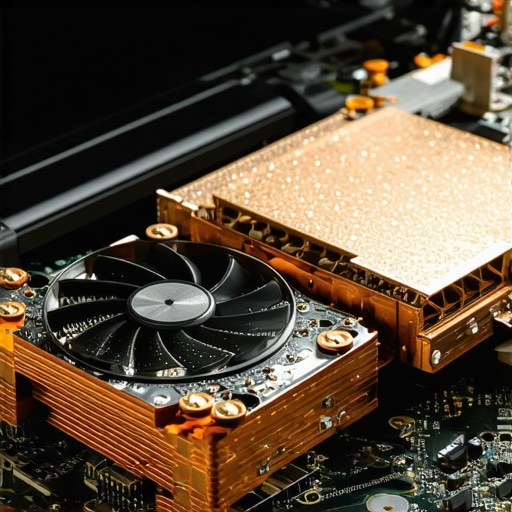 Thermal Management in Professional Creative Laptops Internal cooling system of a professional creator laptop showing heat pipes and fans.