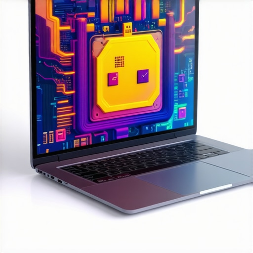 Illustration of laptop internal cooling and the effects of thermal throttling on professional design performance.