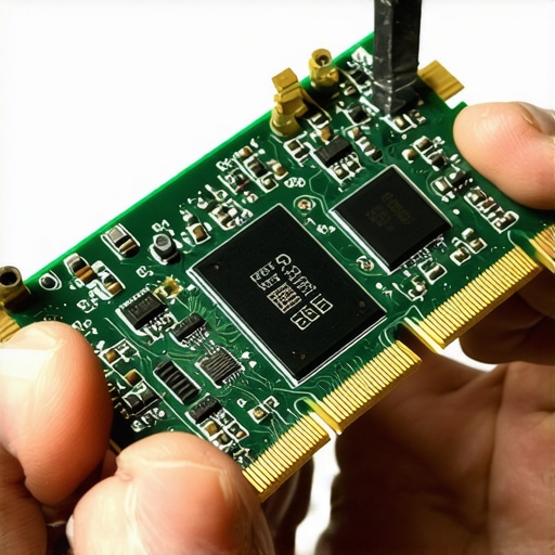 Close-up of a laptop Wi-Fi 6E wireless network card