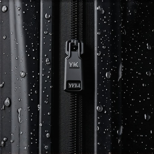 Waterproof Zipper Detail Close up of a waterproof Aquaguard zipper on a professional laptop bag