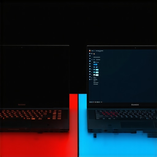 Workstation vs Gaming Laptop Thermal Comparison Comparison between a gaming laptop and a professional workstation showing thermal performance differences during video editing tasks.